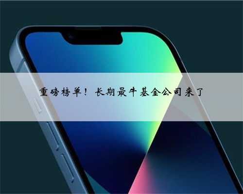 重磅榜单！长期最牛基金公司来了